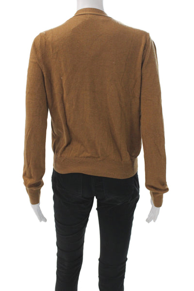 MNG Womens Cardigan Brown V Neck Cotton Blend Long Sleeve Size S