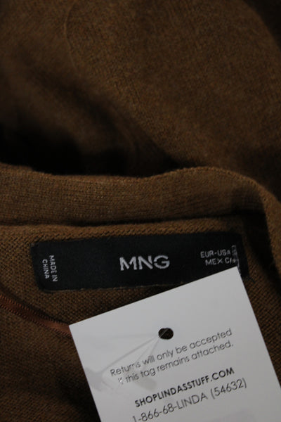 MNG Womens Cardigan Brown V Neck Cotton Blend Long Sleeve Size S
