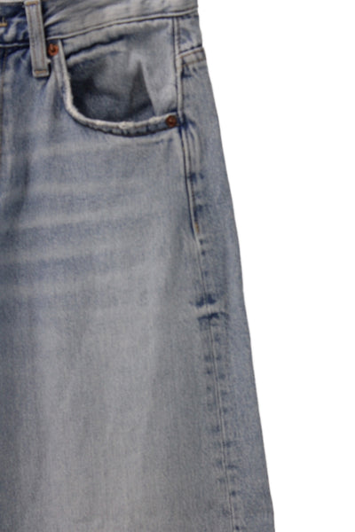 Zara Women Wide Leg Mid Rise Blue Cotton Jeans Size 2