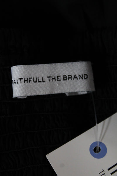 Faithfull The Brand Women Strapless Sundress Black Cotton Mid Calf Size 2