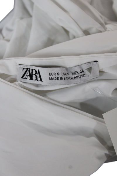 Zara Women Cropped Halter Tank White Sleeveless Size S