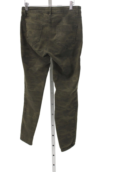 Zara Women Skinny Biker Camouflage Jeans Green Size 6