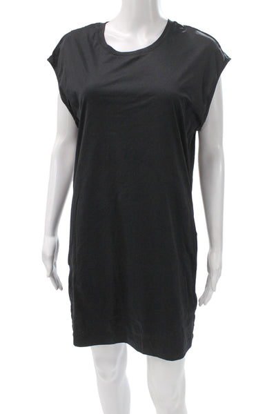 Helmut Lang Women T-Shirt Dress Black Cotton Mini Short Sleeve Size S