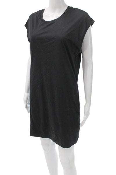 Helmut Lang Women T-Shirt Dress Black Cotton Mini Short Sleeve Size S