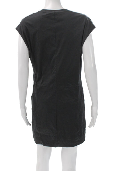 Helmut Lang Women T-Shirt Dress Black Cotton Mini Short Sleeve Size S