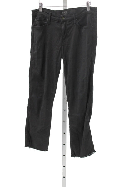 Mother Womens Skinny Jeans Black Cotton High Rise Button Size 30