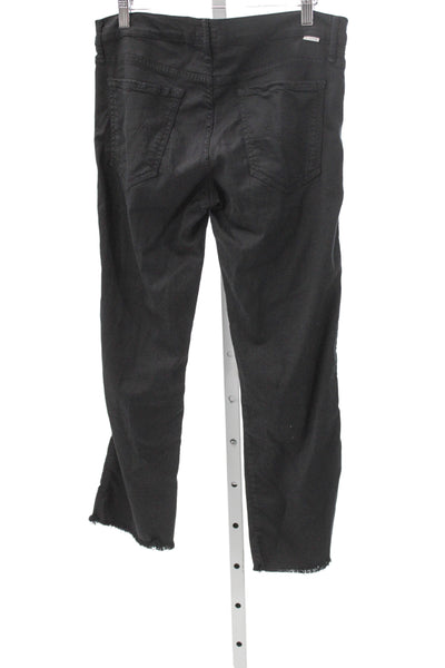 Mother Womens Skinny Jeans Black Cotton High Rise Button Size 30