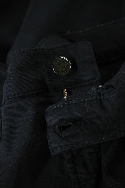 Mother Womens Skinny Jeans Black Cotton High Rise Button Size 30