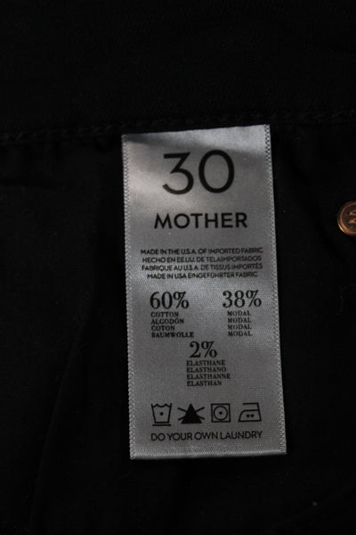 Mother Womens Skinny Jeans Black Cotton High Rise Button Size 30