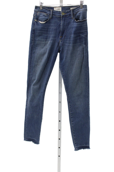 Frame Women Skinny High Rise Blue Jeans Button Cotton Size 30