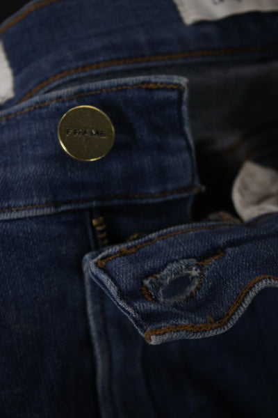 Frame Women Skinny High Rise Blue Jeans Button Cotton Size 30