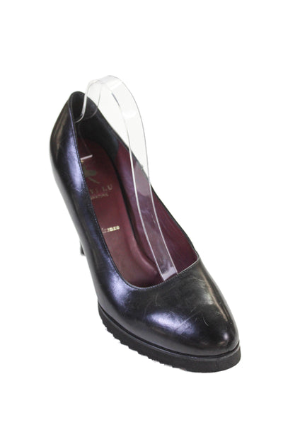 Anyi Lu Womens Leather Platform Heels Pumps Shoes Black Size 10B