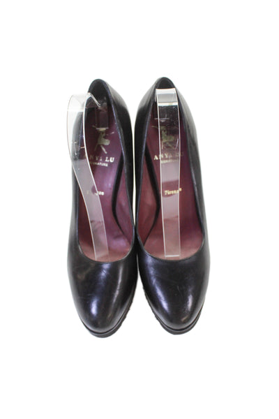 Anyi Lu Womens Leather Platform Heels Pumps Shoes Black Size 10B