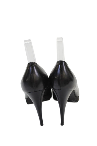 Anyi Lu Womens Leather Platform Heels Pumps Shoes Black Size 10B