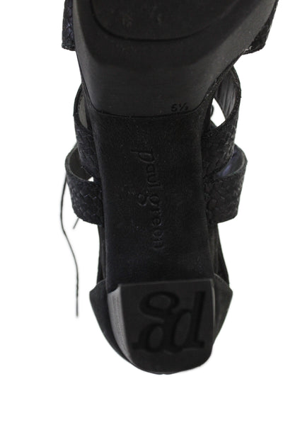 Paul Green Womens Strappy Block High Heels Shoes Black Size 6.5