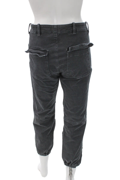 Nili Lotan Women Cargo Pants Gray Cotton Blend Button Size 8