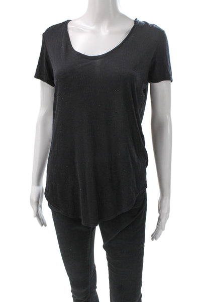 Helmut Women Basic Black Scoop Neck Short Sleeve T-Shirt Size S