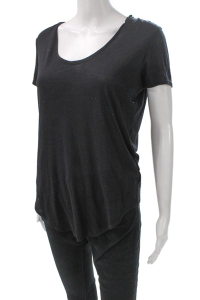 Helmut Women Basic Black Scoop Neck Short Sleeve T-Shirt Size S