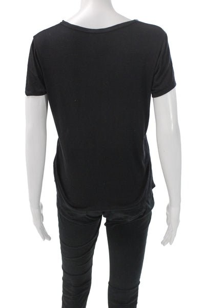 Helmut Women Basic Black Scoop Neck Short Sleeve T-Shirt Size S