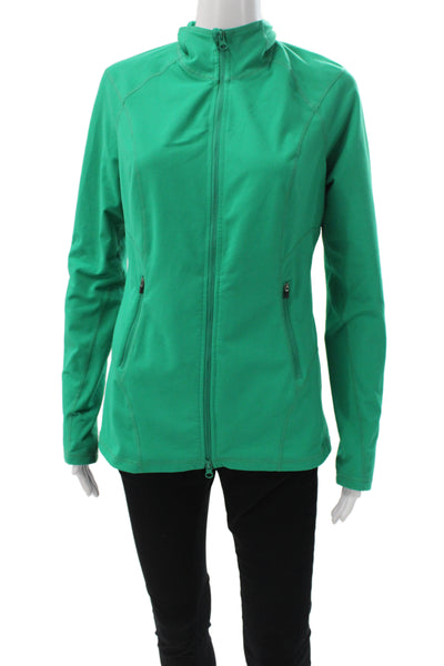 Zella Women Track Jacket Green Long Sleeve Zip Size M