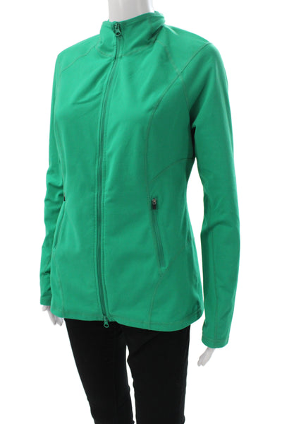 Zella Women Track Jacket Green Long Sleeve Zip Size M