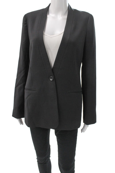 Vince Women Basic Jacket Black Wool Button Long Sleeve Size 8