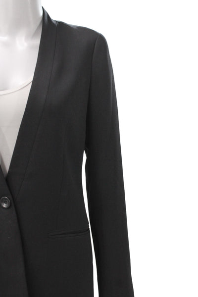 Vince Women Basic Jacket Black Wool Button Long Sleeve Size 8