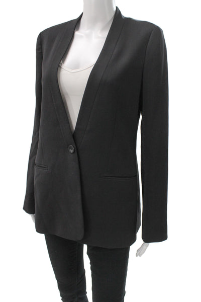 Vince Women Basic Jacket Black Wool Button Long Sleeve Size 8