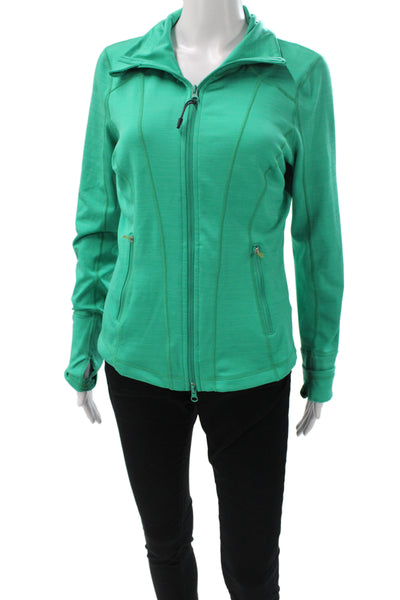 Zella Women Track Jacket Green Polyester Zip Long Sleeve Size S