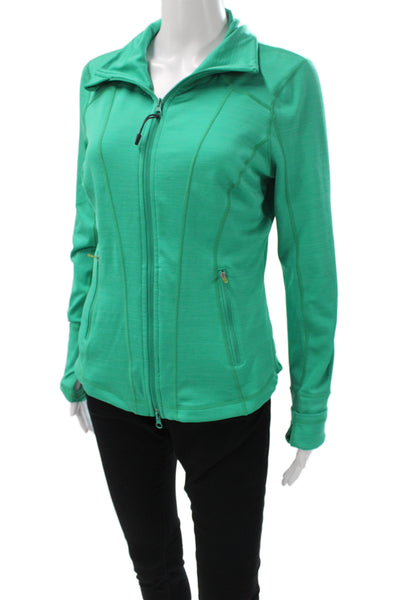 Zella Women Track Jacket Green Polyester Zip Long Sleeve Size S