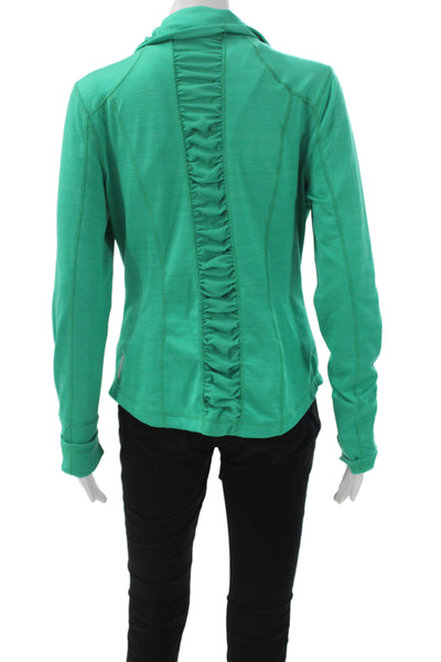 Zella Women Track Jacket Green Polyester Zip Long Sleeve Size S