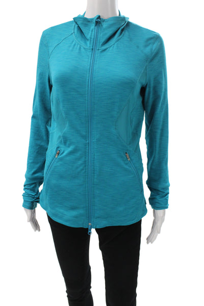 Zella Womens Track Jacket Blue Zip Long Sleeve Size M