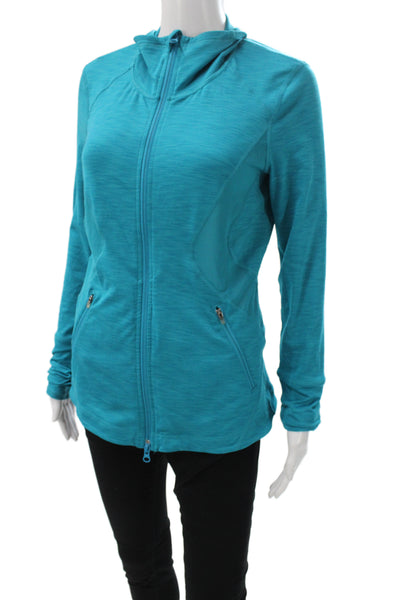 Zella Womens Track Jacket Blue Zip Long Sleeve Size M