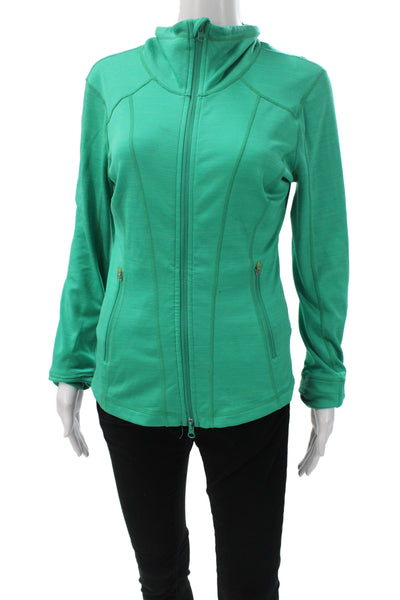 Zella Women Track Jacket Green Zip Long Sleeve Athletic Size M