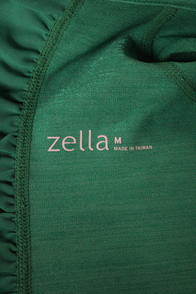 Zella Women Track Jacket Green Zip Long Sleeve Athletic Size M