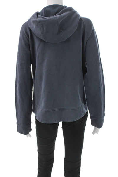 Lululemon Women Basic Jacket Blue Striped Cotton Blend Zip Athleisure Size 6