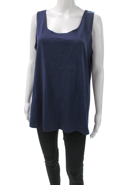 A'Nue Womens Basic Blue Scoop Neck Sleeveless Tank Size 1