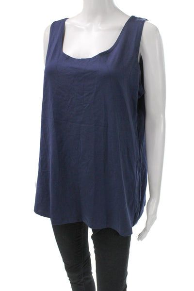 A'Nue Womens Basic Blue Scoop Neck Sleeveless Tank Size 1