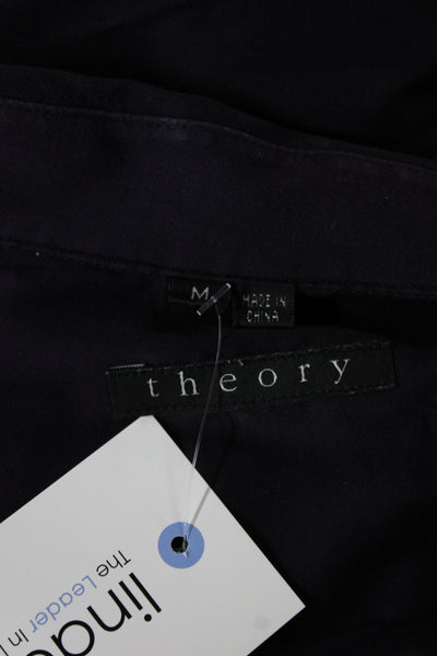 Theory Mens Button Front Long Sleeve Collared Shirt Purple Cotton Size Medium