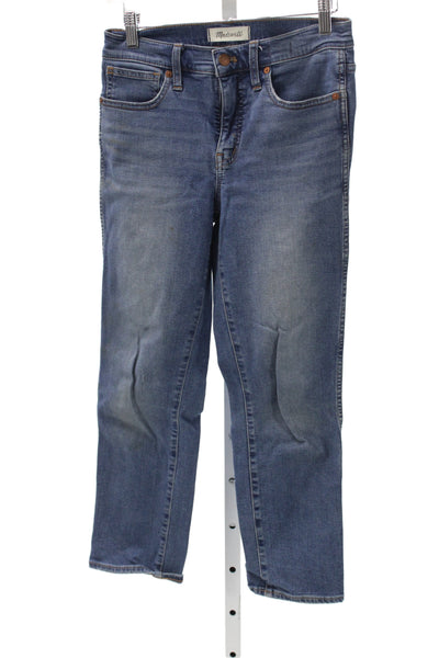 Madewell Womens Straight Jeans Blue Mid Rise Cotton Button Size 25