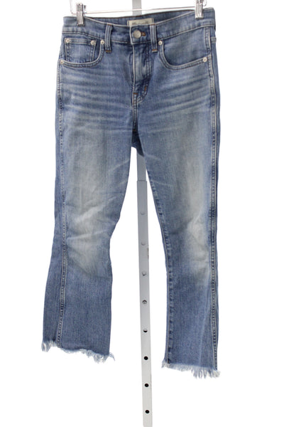 Madewell Women Cropped Blue High Rise Distressed Cotton Blend Jeans Size 26