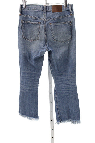 Madewell Women Cropped Blue High Rise Distressed Cotton Blend Jeans Size 26
