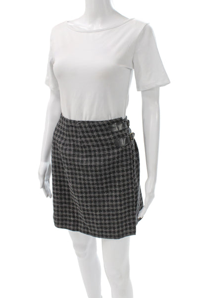 Barami Women Mini Plaid Wool Buckle Skirt Preppy Size 0