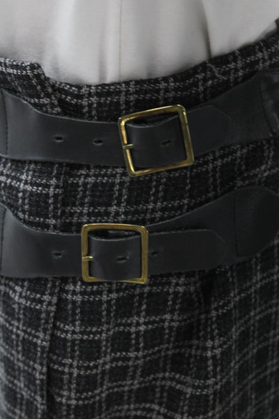 Barami Women Mini Plaid Wool Buckle Skirt Preppy Size 0