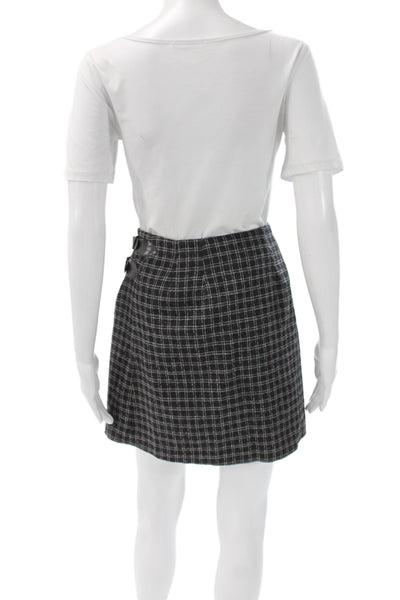 Barami Women Mini Plaid Wool Buckle Skirt Preppy Size 0