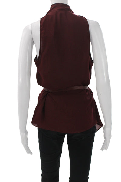 Helmut Lang For Intermix Womens Red Cowl Neck Sleeveless Tunic Blouse Size S