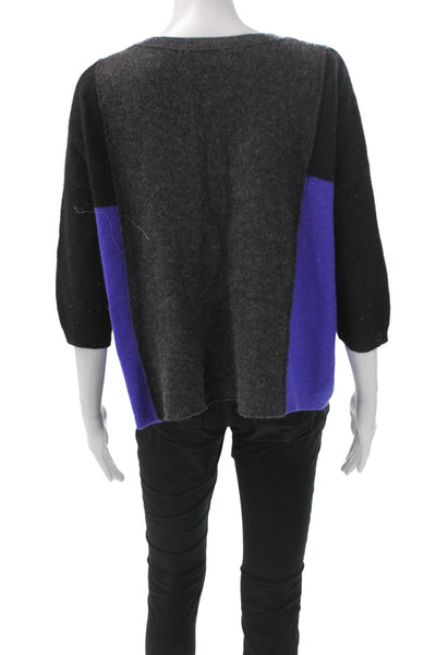 360 Cashmere Womens Pullover Cashmere Sweater Black Crew Neck 3/4 Sleeve Size S