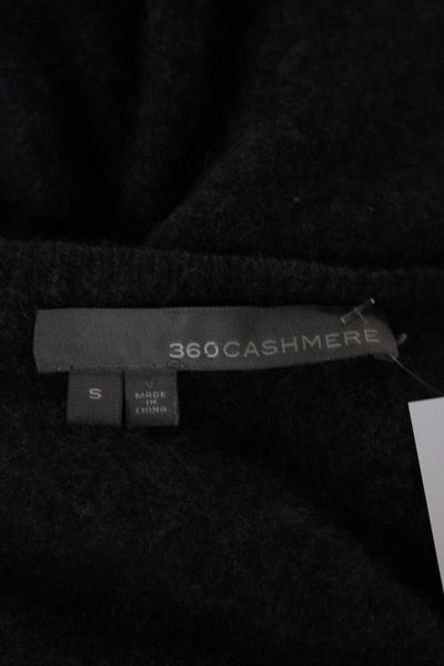 360 Cashmere Womens Pullover Cashmere Sweater Black Crew Neck 3/4 Sleeve Size S