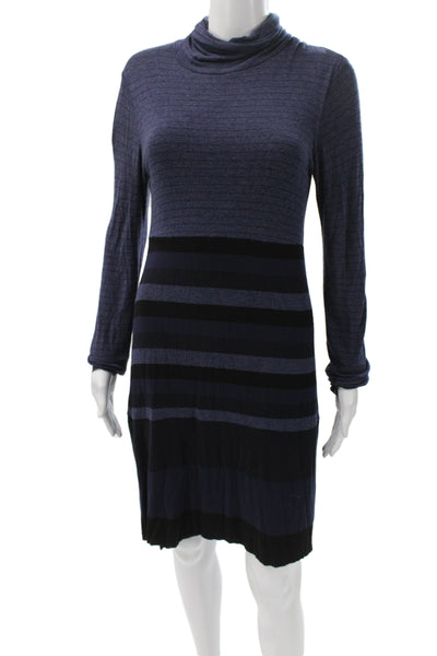 Bailey 44 Women Sweater Dress Blue Striped Cowl Neck Long Sleeve Knit Size S