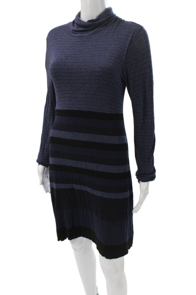 Bailey 44 Women Sweater Dress Blue Striped Cowl Neck Long Sleeve Knit Size S